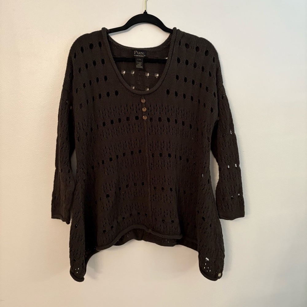 Pure Handknit Olive Green Knit Sweater